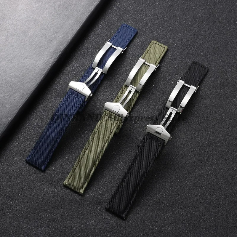 22 мм 24 мм для Tag Heuer для Citizen для Seiko, застежка-бабочка, нейлоновый кожаный ремешок для часов, холст, браслеты из воловьей кожи, ремень на запястье (art.: 3920d2fee4ba2) - 3920d2fee4ba2