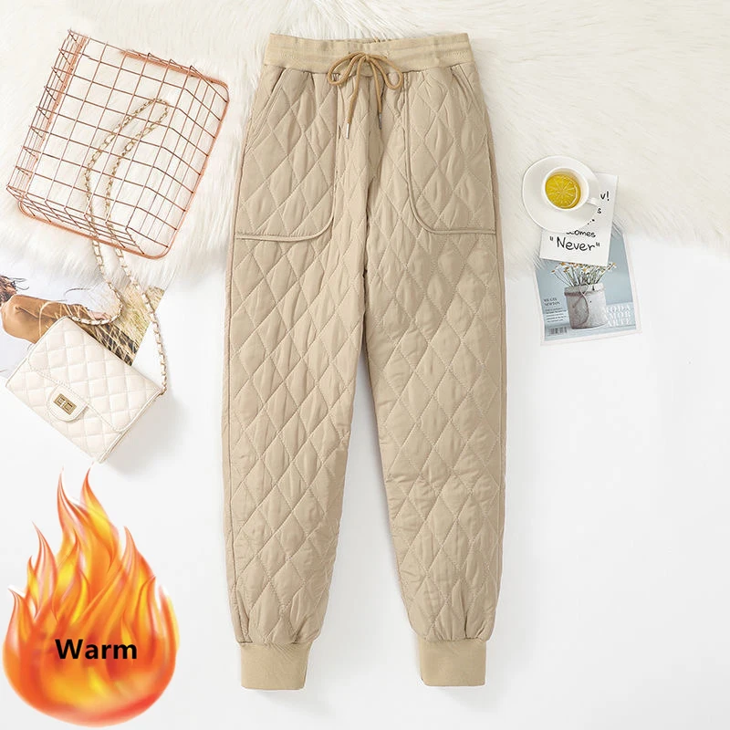 

Winter Down Cotton Thick Oversized Jogging Pant Women's Casual Warm Loose Harem Pantalones Elegant High Waist Capris Trousers