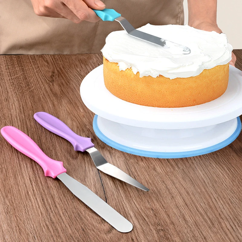 

3Pc/Set Kitchen Cake Cream Spatula Stainless Steel Cream Scraper Cake Demoulding Cutter Baking Decorating Knife Tool Accessories