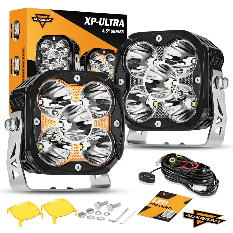 

AUXBEAM 4,5-дюймовый светодиодный светильник 128 Вт 15200LM Combo/Spot/Flood Beam с янтарным DRL и жгутом проводов DT для грузовиков-пикапов Offroad