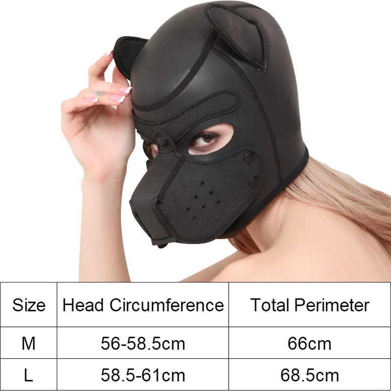 Puppy Cosplay Costumes of L Code Brand New Increase Large Size Padded Rubber Full Head Hood Mask with Collar for Dog Roleplay images - 6