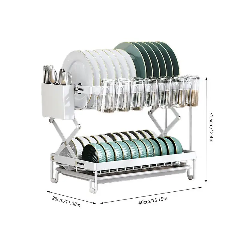 2-уровневая сушилка для посуды с капельным лотком органайзер кухонной раковины