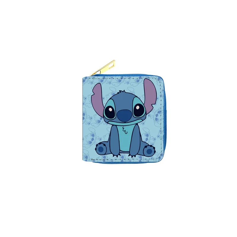 Anime Disney Cartoon Stitch Pattern PU Wallet Women's Short Zipper Bag Zero Certificate Card |