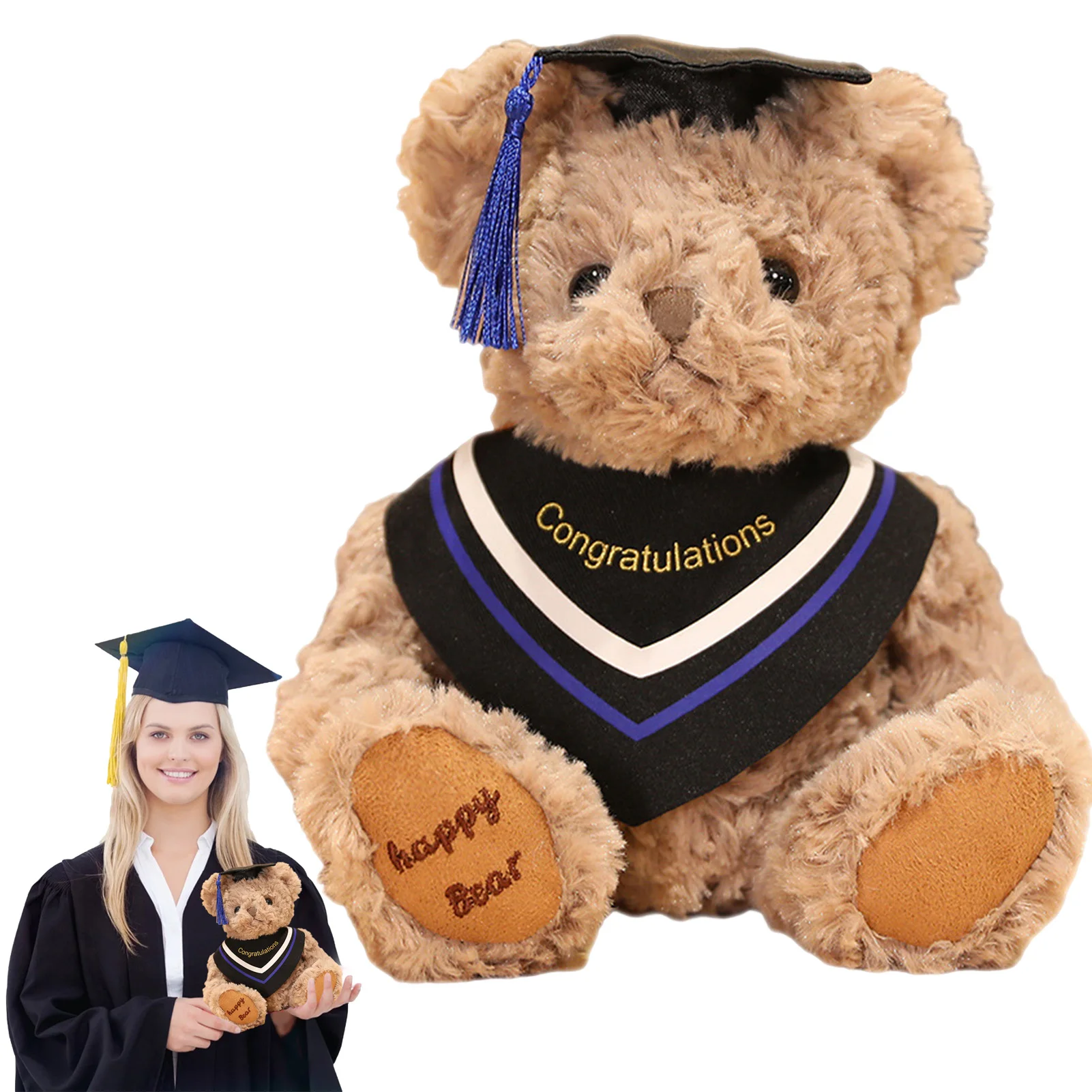 

2022 Мишка Тедди для выпускников, плюшевая игрушка для студентов, мягкий плюшевый медведь с шапочкой, игрушки, персонализированный подарок дл...