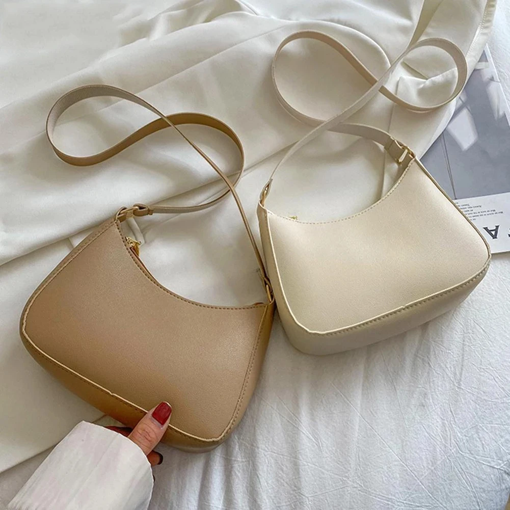 

2022 New Women's Fashion Organizer Vintage Solid Color PU Leather Shoulder Underarm Bag Casual Ladies Hobo Tote Organizer