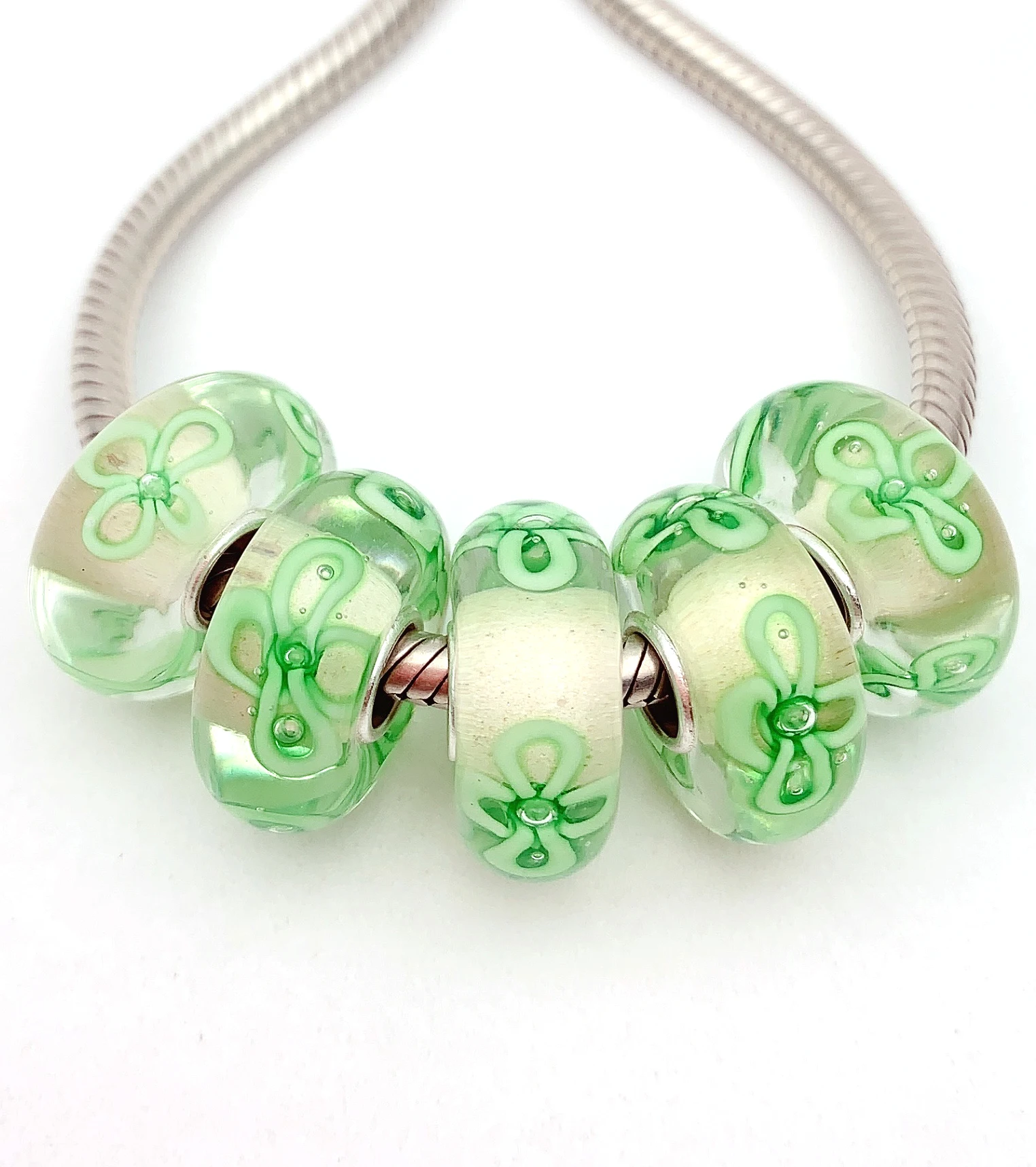 

YG615 5X 100% Authenticity S925 Sterling Silver Beads Murano Glassbeads NEW Fit European Charms Bracelet Diy Jewelry Lampwork