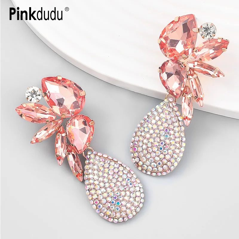 

Pinkdudu Fashion Multilayer Drop Shape Color Stud Earrings Boho Color Rhinestone Alloy Earrings for Women Jewelry Gifts PD693