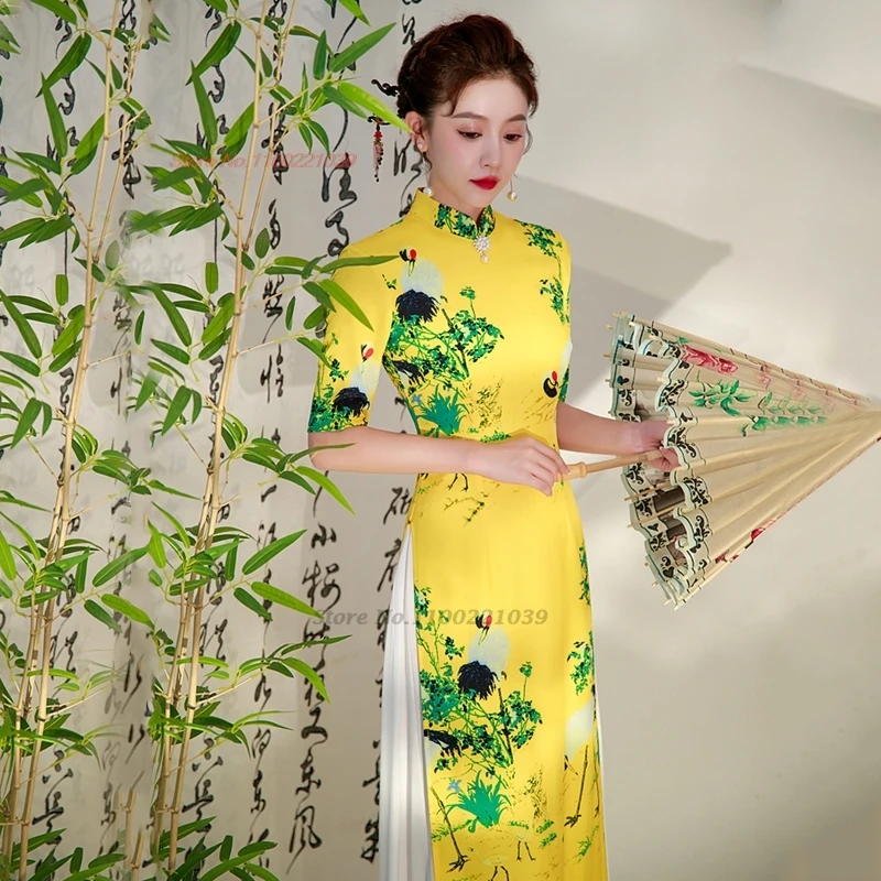 2024 вьетнамское платье-аодай традиционное китайское улучшенное Ципао