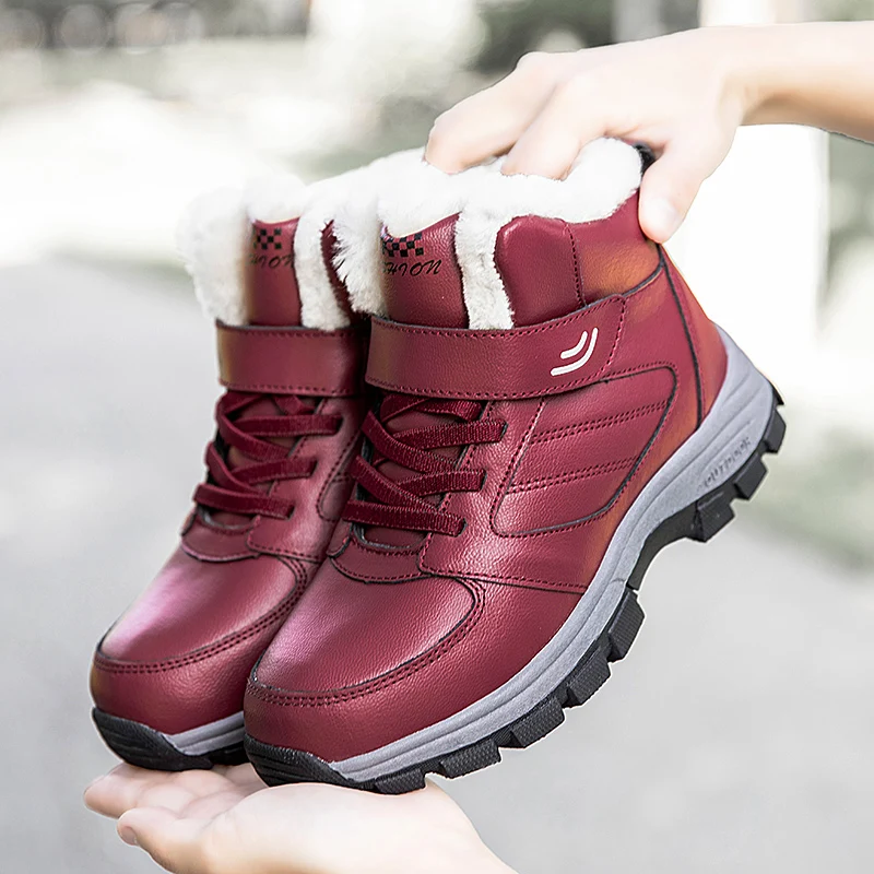 

Women's Winter Ankle Boots Vintage Warm Lined Couple Plush Shoes All-match Casual Male Boots Quality Anti-skid
