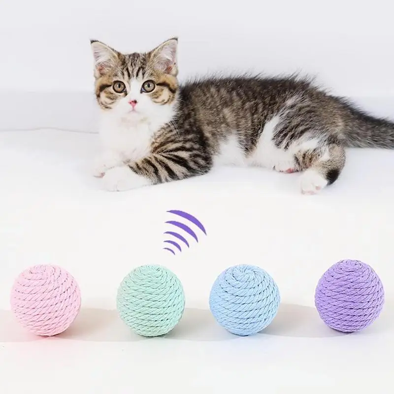 

Soft Interactive Cat Ball Ring Tone Cotton Twine Unique Rolling Plays Multiuses Creative Cute Toys For Cat Dog Pet Accessories