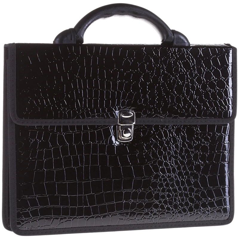 Портфель &quotMilan&quot лак анаконда кожзам черный | Канцтовары для офиса и дома