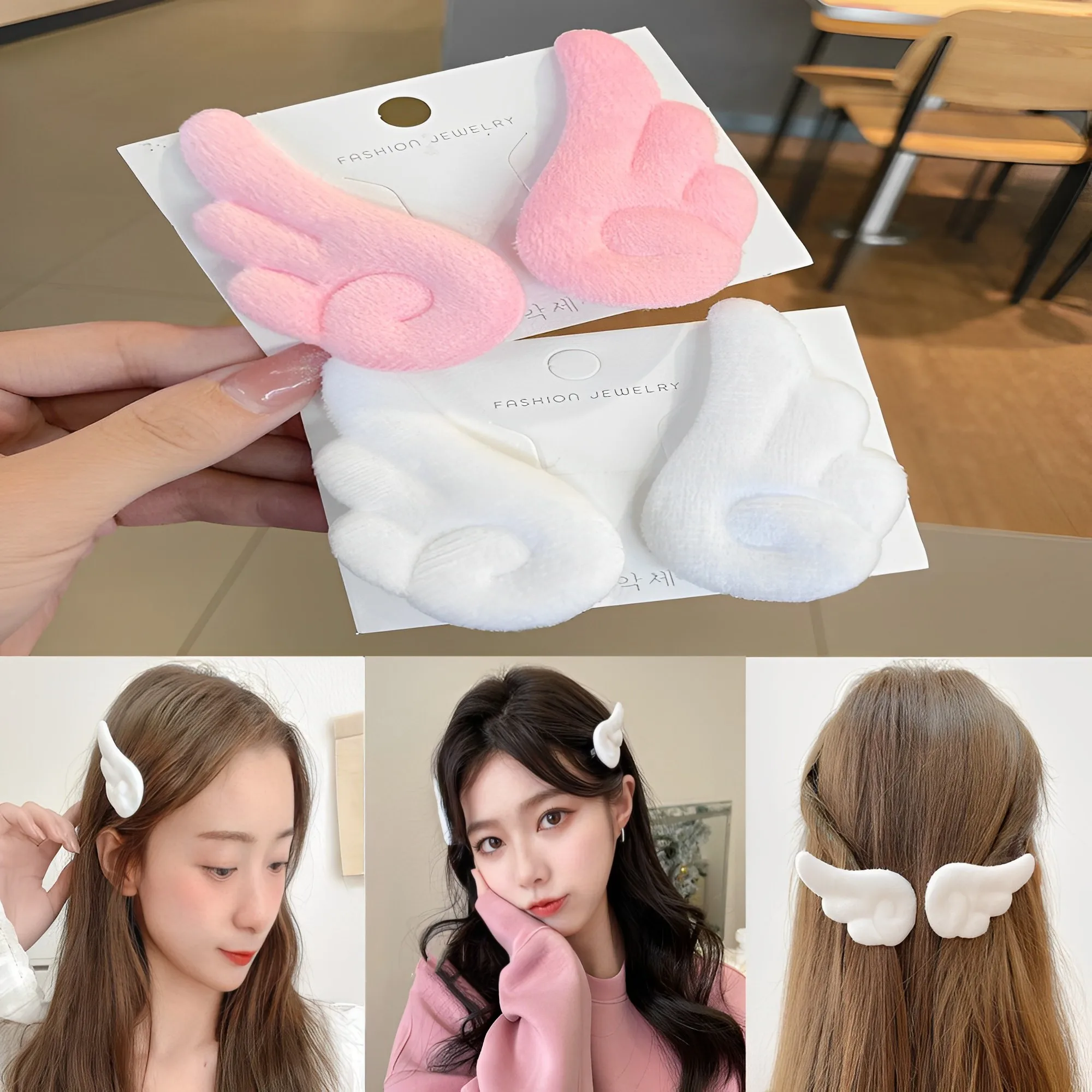 

2PCS Angel Hair Clips Girls Kids Cartoon Hairpins Plush White Wing Hair Hoop Holiday Dress Up Barrette Headwear Hair Accessories