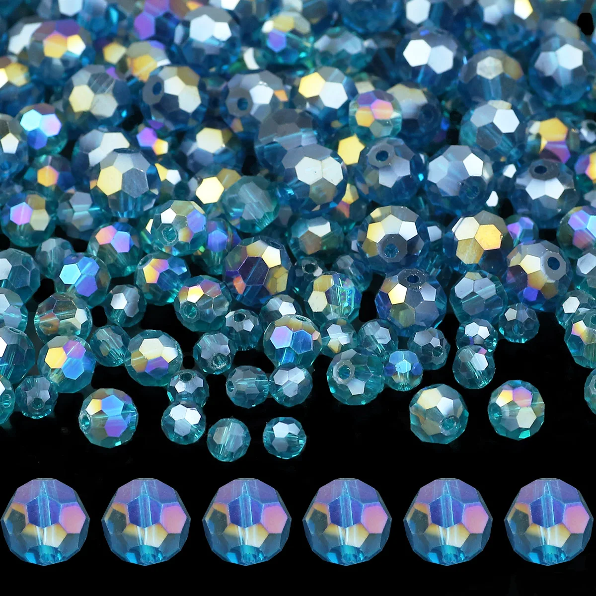 Австрийские хрустальные шары круглые лазурно-синий цвет AB Бусины свободные