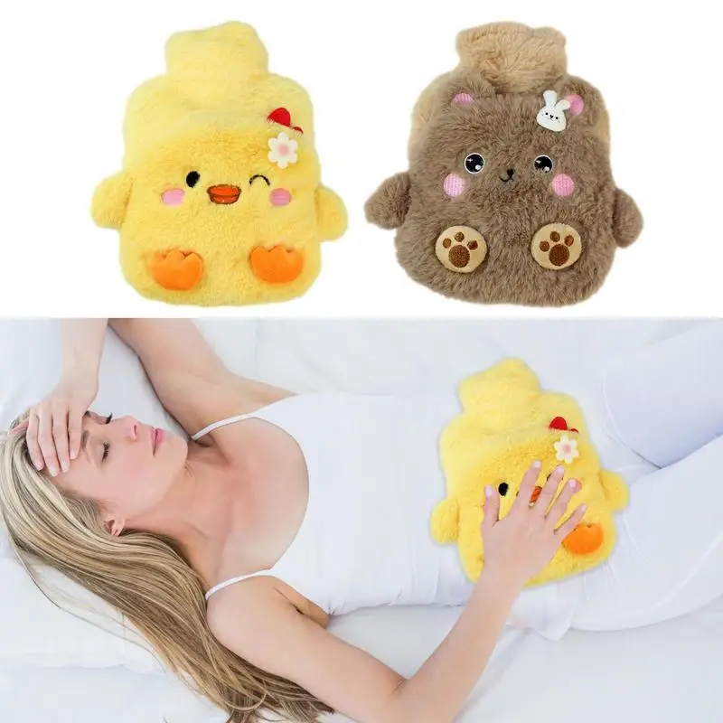 

Reusable Winter Hand Warmer PVC Cute Hot Water Bottle Hot Water Bag With Cartoon Knitted Soft Cozy Plush Cover