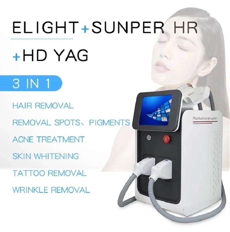 

Hot sale 3 in1 OPT E-light IPL Nd Yag Multifunction Tattoo Removal Machine Permanent Hair Removal Beauty Equipme