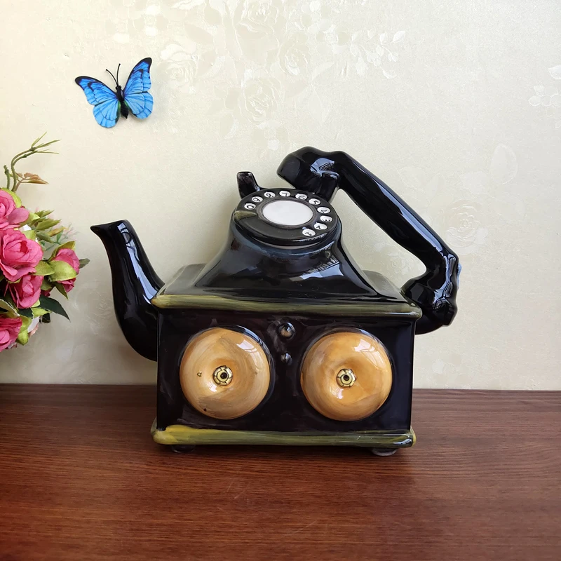 

Ceramic Porcelain Figurine, Classical Telephone Teapot, Coffee Pot, Christmas Present Crafts, Room Decoration, Living Room