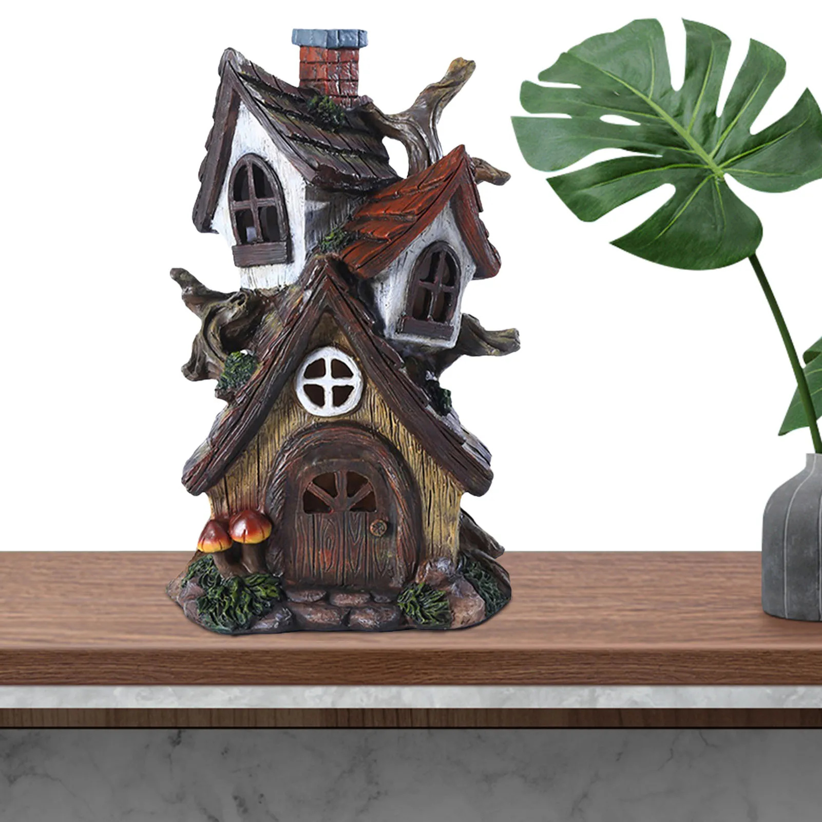 

Мини-домики из смолы, миниатюрные сказочные садовые каменные домики, двухслойные домики из смолы для украшения дома, сада и патио