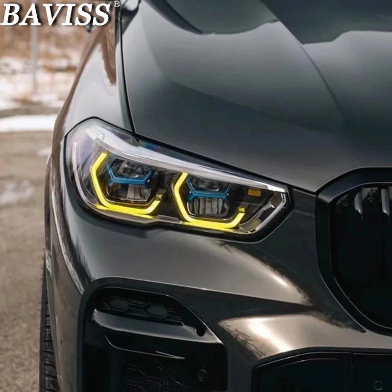 

G05 Желтые ангельские глаза для BMW X5 X6 G06 2020 2021, синий модуль DRL, лазерная фара, дневные ходовые огни, источник света