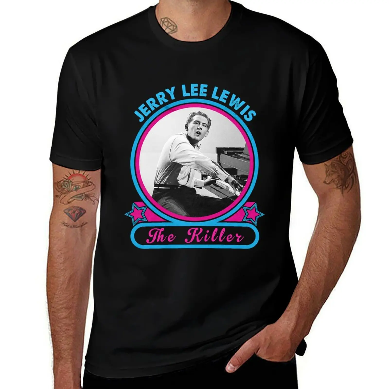 Фото Футболка The Killer Jerry Lee Lewis Legend, повседневный топ без застежек, с короткими рукавами №1