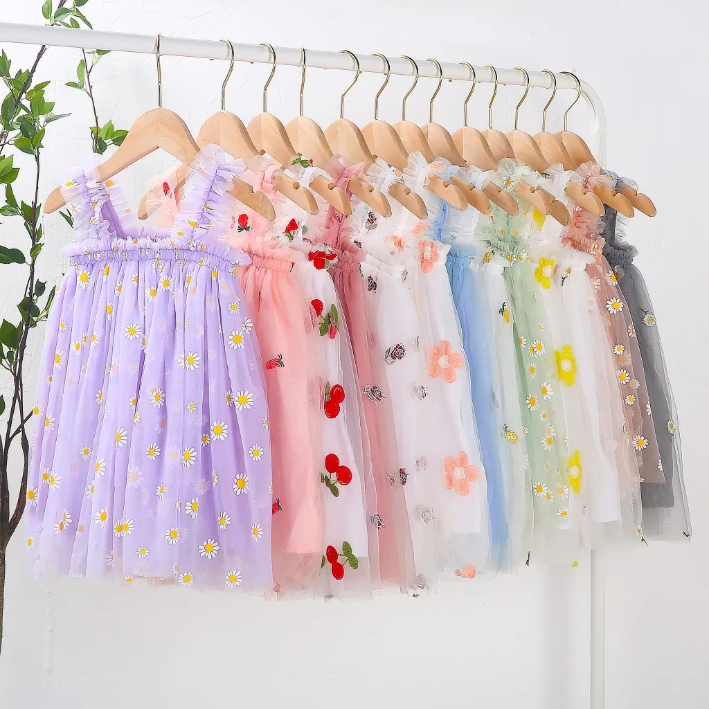 2023 Summer Dress for Girls Braces Skirt Toddler Baby Girl Print Floral 2t Princess Birthday Gift Children Clothes Kids Clothing enlarge
