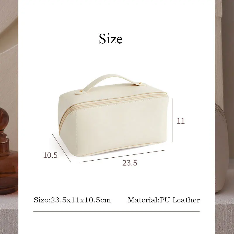 Fashion Large Capacity Portable Makeup Bag Women Cosmetic Bag Toiletries Organizer Female StoragePU  Makeup Cases Travel Washbag
