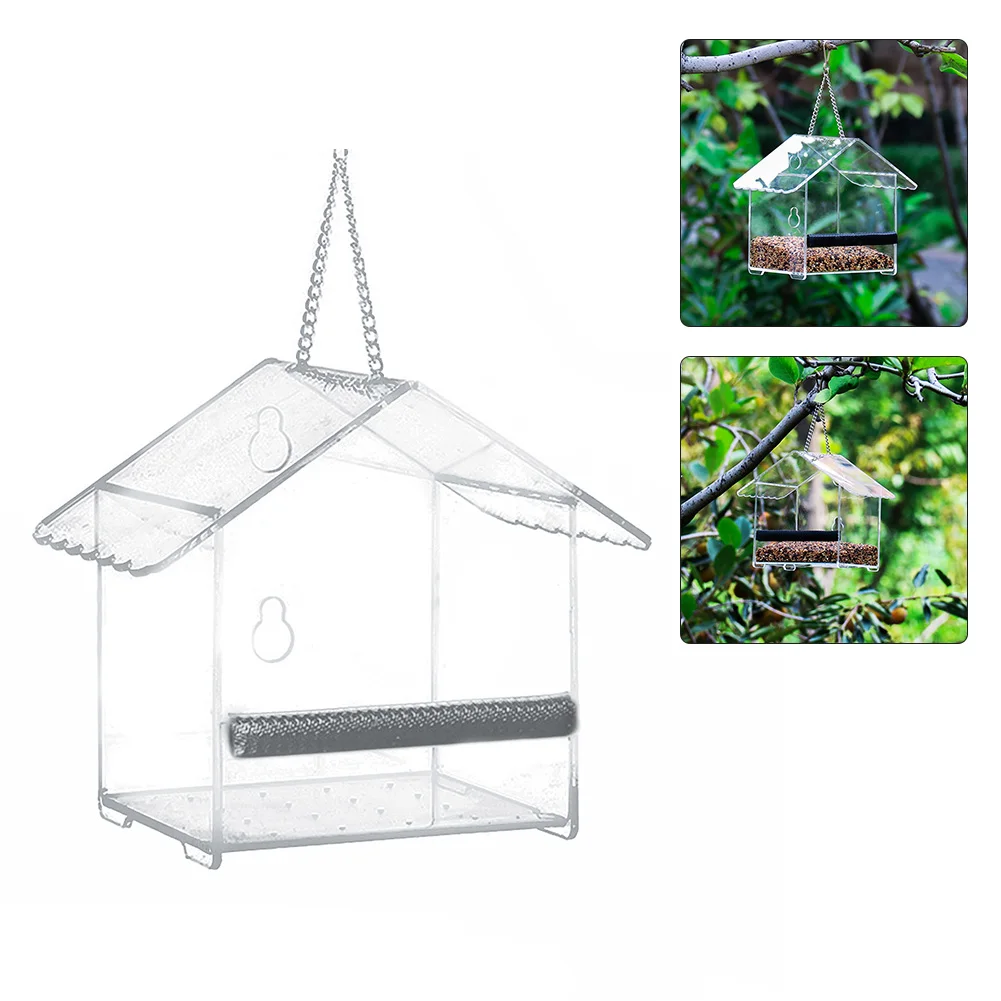 

Outdoor Hanging Bird Feeder With Suction Cups Acrylic Outdoor Bird Feeder Gardening Decoration Accesorries