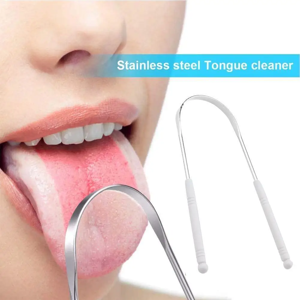 

Tongue Scraper Steel Tongue Cleaner Brush Fresh Breath Cleaning Coated Tongue Toothbrush Hygiene Care Tools