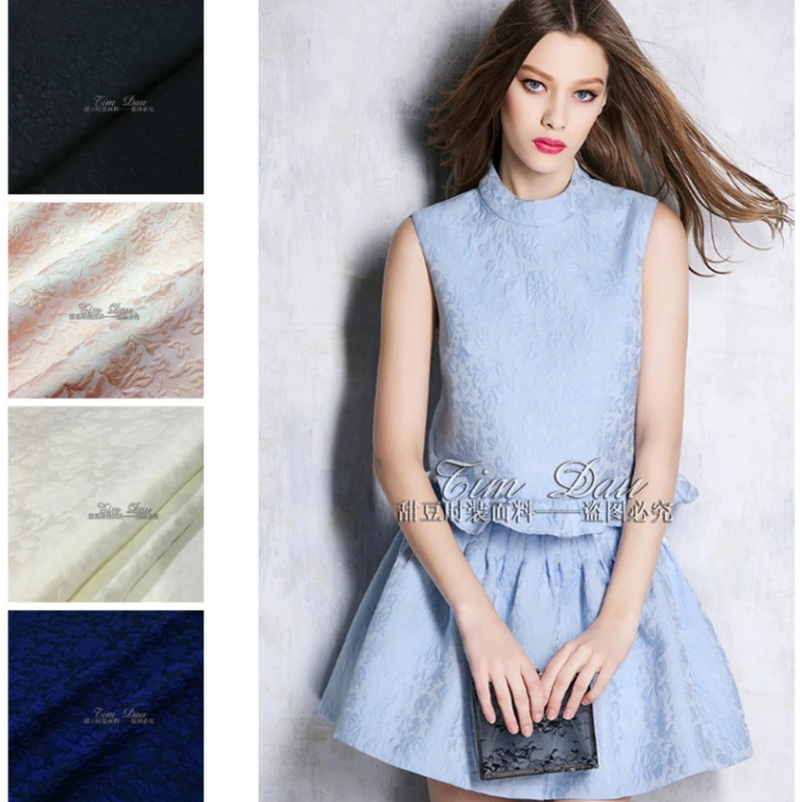 

150cm flower jacquard fabric meter crisp fashion dress jacket DIY polyester fabric wholesale jacquard polyester fabric cloth