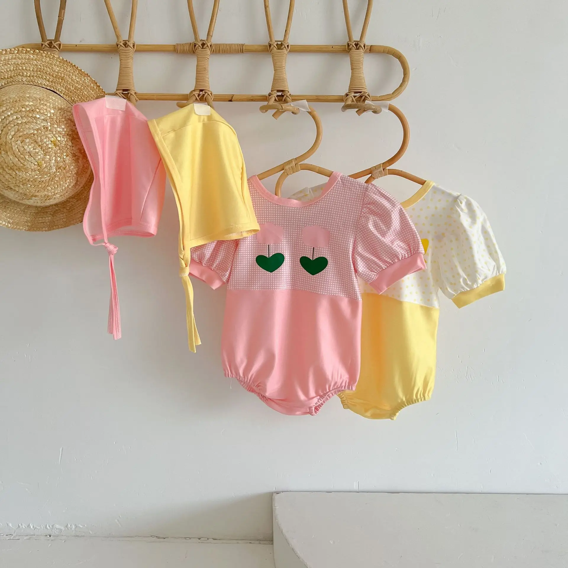 Newborn Baby Girls Bikini Beachwear Sweet Kids Baby Girl Flower Bow Bodysuit + Hat Swimwear Swimsuit Bathing Suit Costume