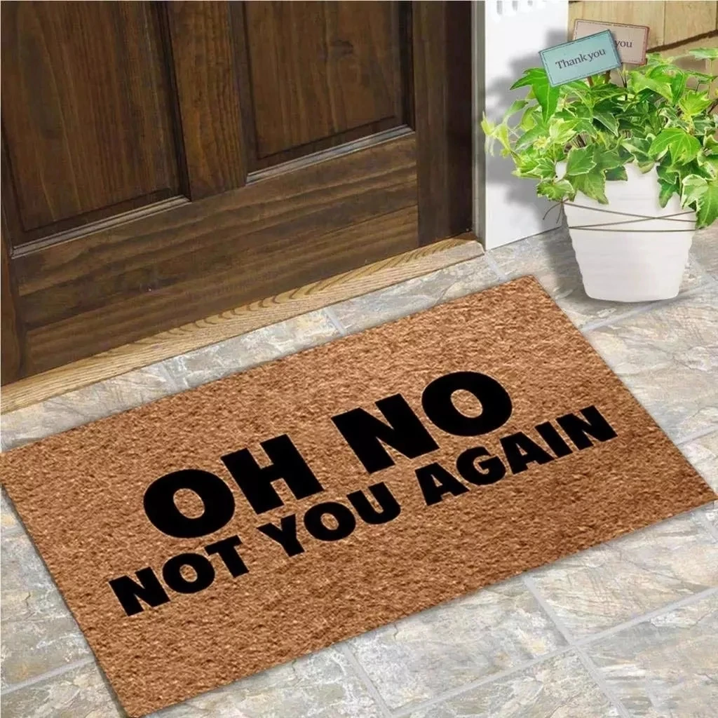 

Entrance Floor Mat Funny Door Mat Oh No Not You Again Doormat Outdoor Indoor Mat Top Flannel Back【Indoor use only】