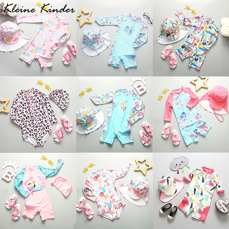 Купальник с длинным рукавом для девочек слитный купальник UPF50 + спортивная одежда