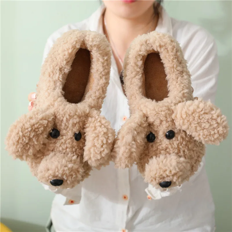 Slipper Womens Winter Warm Home Kawaii Cartoon Plush Contton Indoor Funny Cute Teddy Bear Fuzzy House Floor Shoes Female 2023