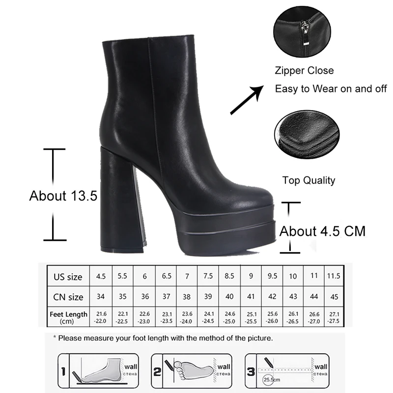 GOGD 2022 New Ankle Boots Women Quality Platform Boots Female Fashion Short Boot Black Chunky High Heel Women Shoes Big Size 41 images - 6
