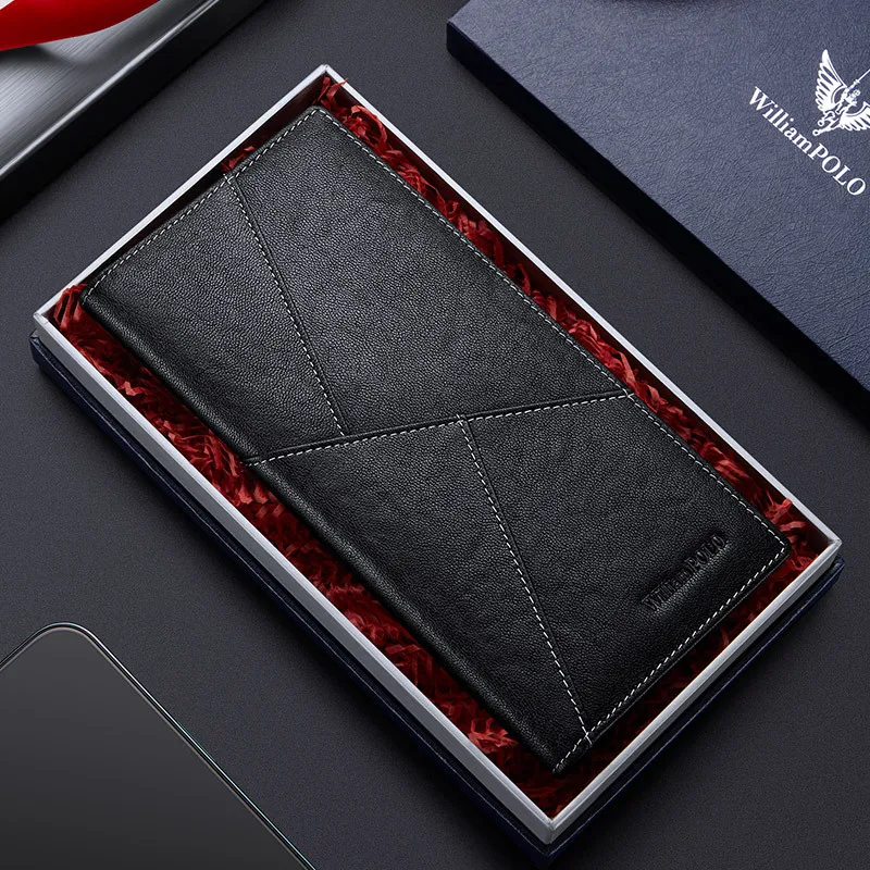 

Wallet Men's Long Cowhide Wallet Fashion Business New Korean Genuine Leather Fashionable Soft Thin Ticket Holder Men's Gift