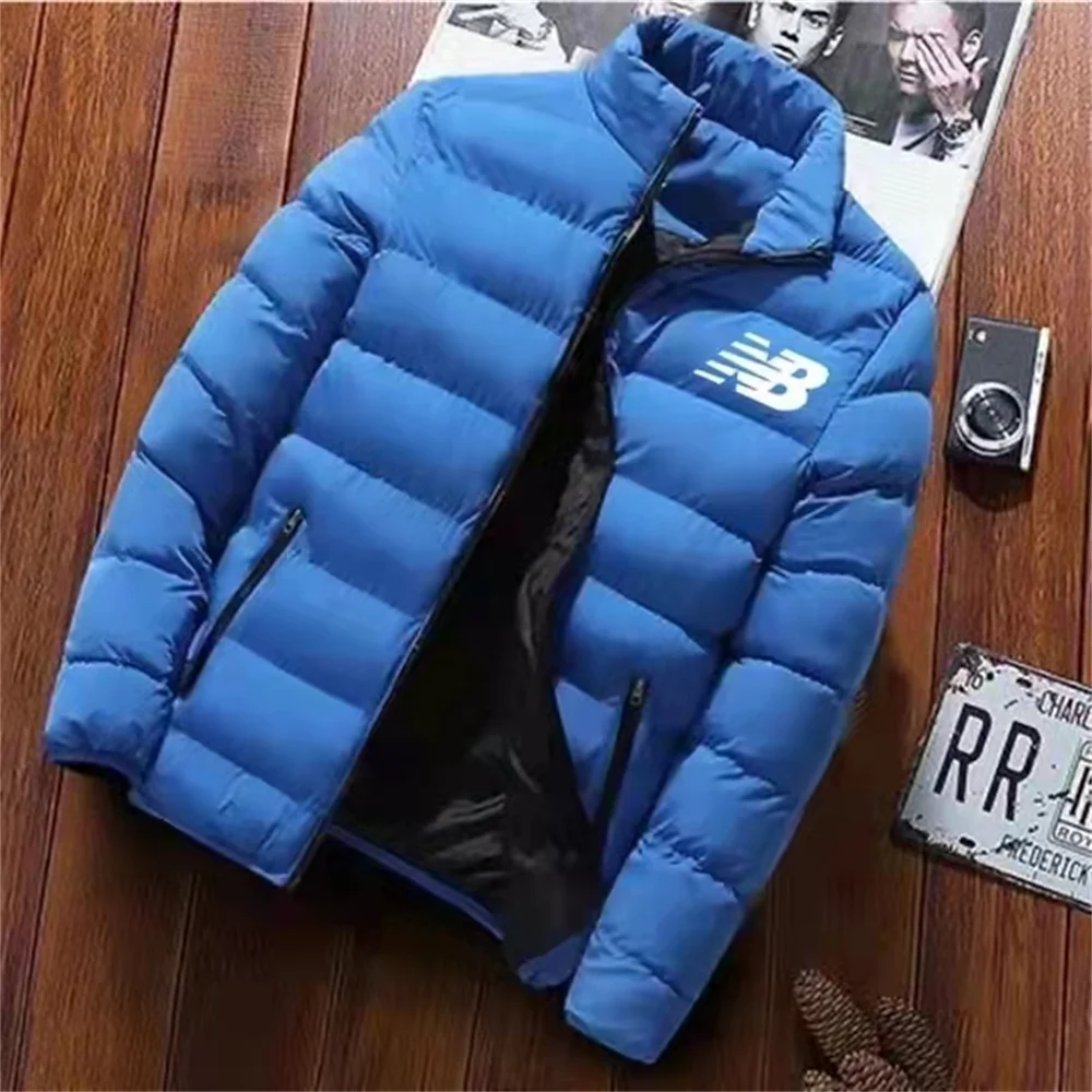 

Jaqueta de marca masculina de outono slim fit masculina desgaste com zíper ocasional de gola alta acolchoada jaqueta de algodão