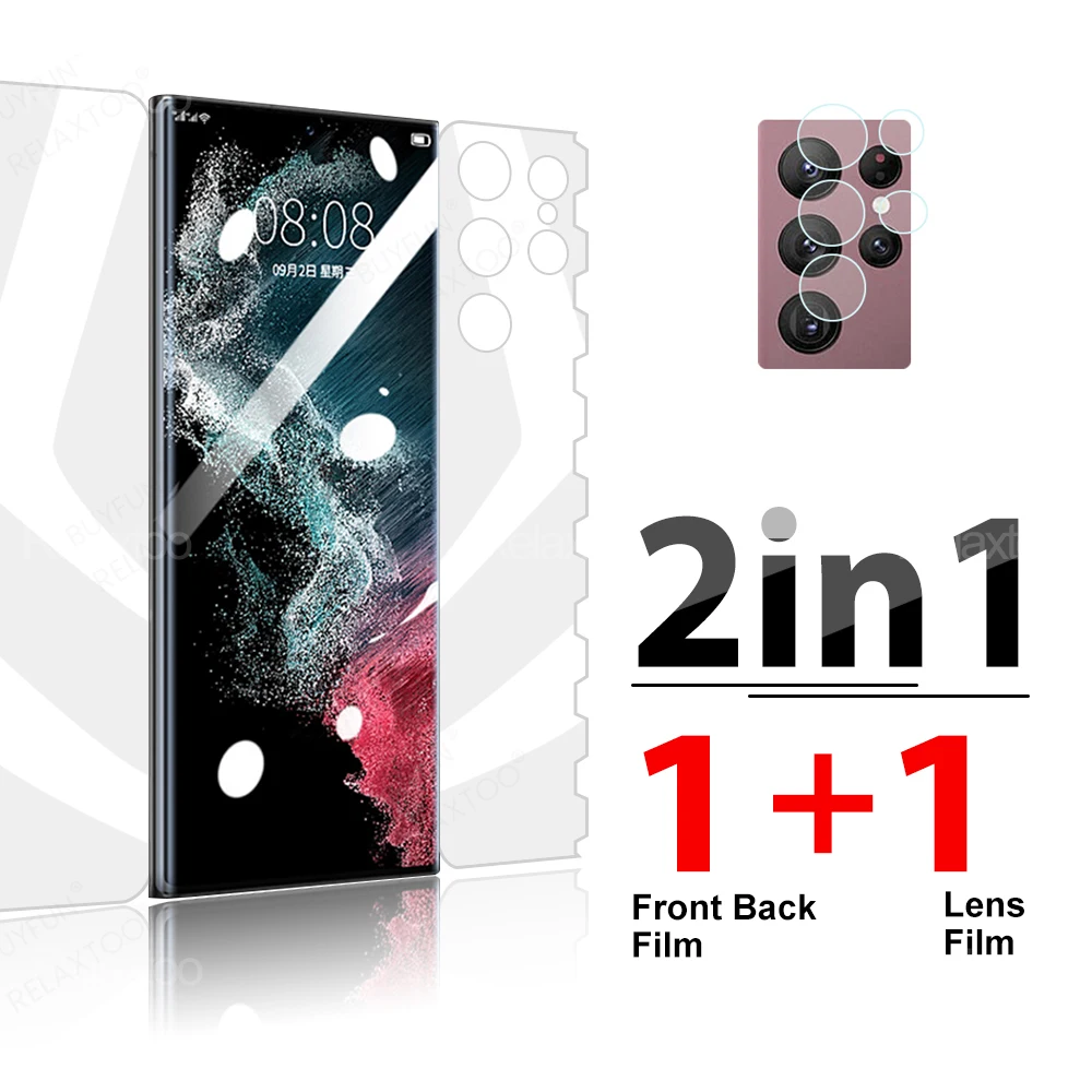 

Гидрогелевая Защитная пленка для камеры 2 в 1, 360 °, для Samsung Galaxy S22Ultra, S22Plus, S22, S22 + Ultra Plus + защитная задняя крышка