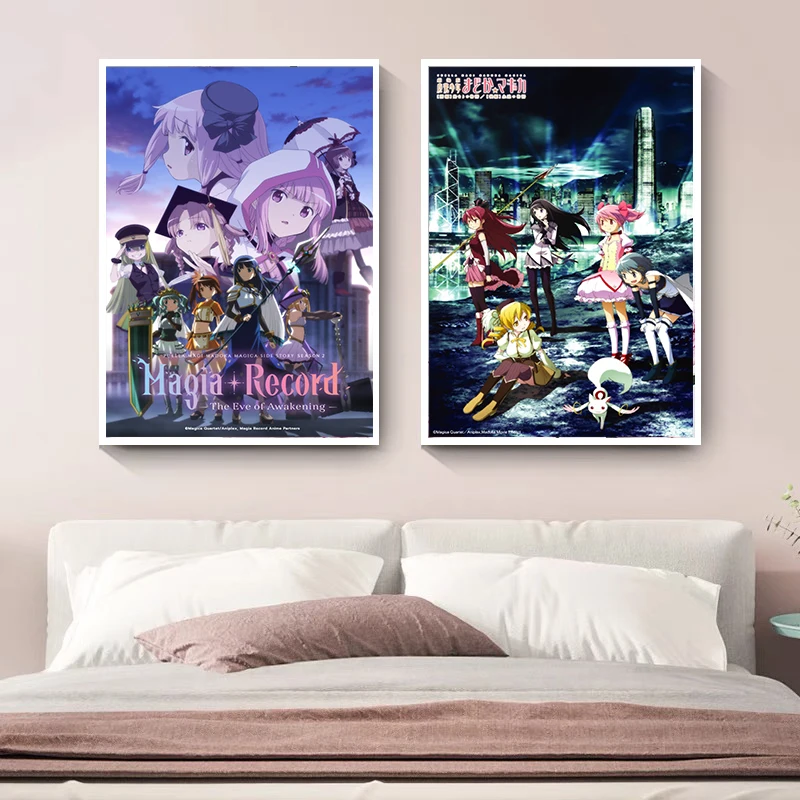 Постер Puella Magi Madoka Magica Аниме Манга Обложка журнала мультфильм девушка