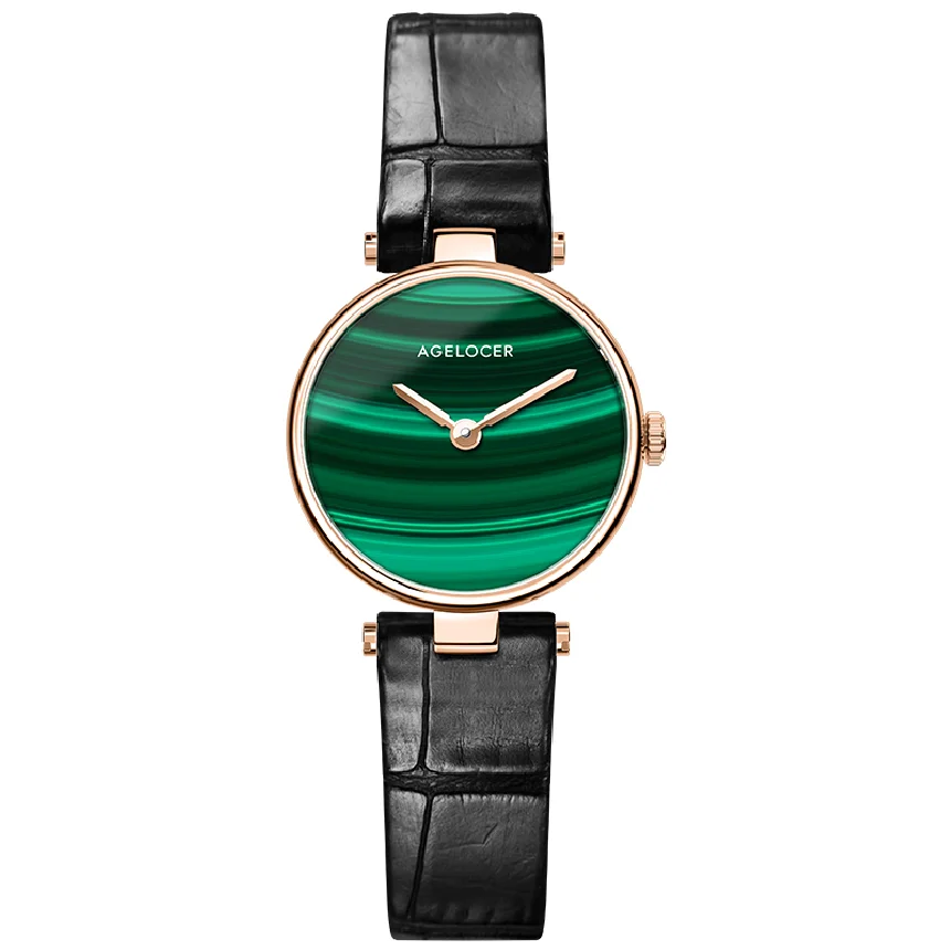 

AGELOCER Women Watches Malachite Green Ladies Watch Original Designer Luxury Watch Brand Rose Gold Wrist Watch Gifts For Women
