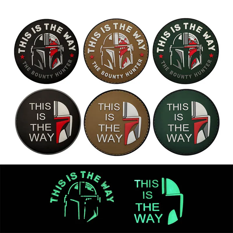 

Mandalorian Fastener PVC Patch Disney Star Wars Soft Rubber Cloth Stickers Letter This is the Way Helmet Backpack Garment Decals