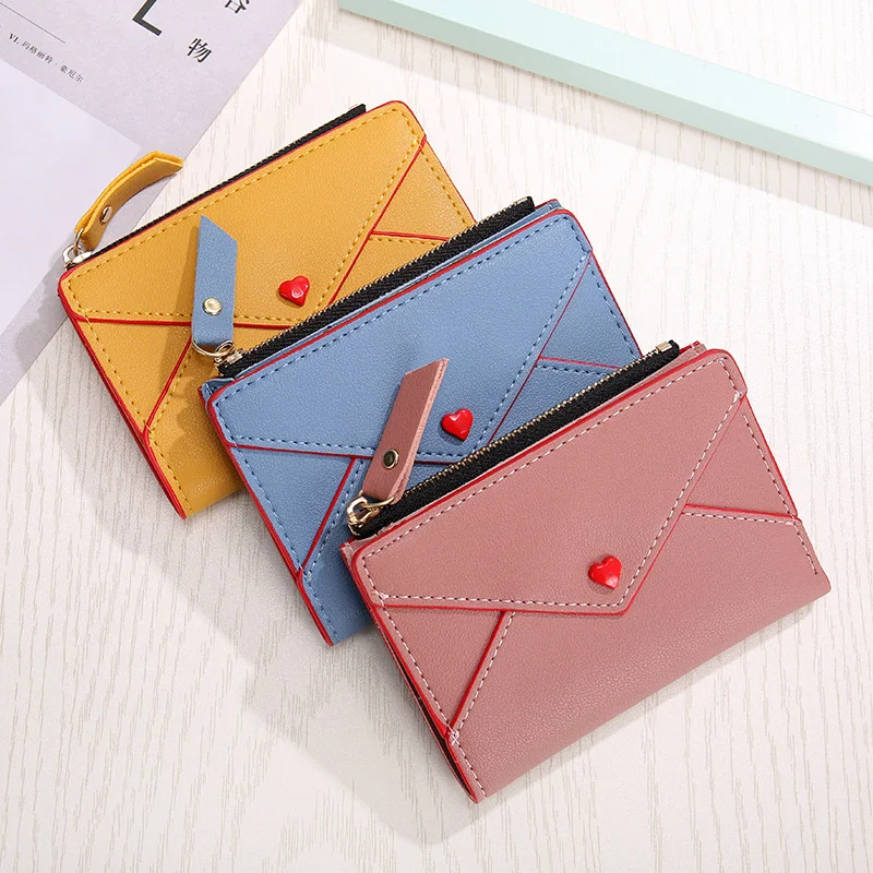 

1pc Cash Wallet PU Square Change Wallet for Cards Holder Girl Small Cute Short Zipper Lovely Coin Purse Women Hand Wallet Purse