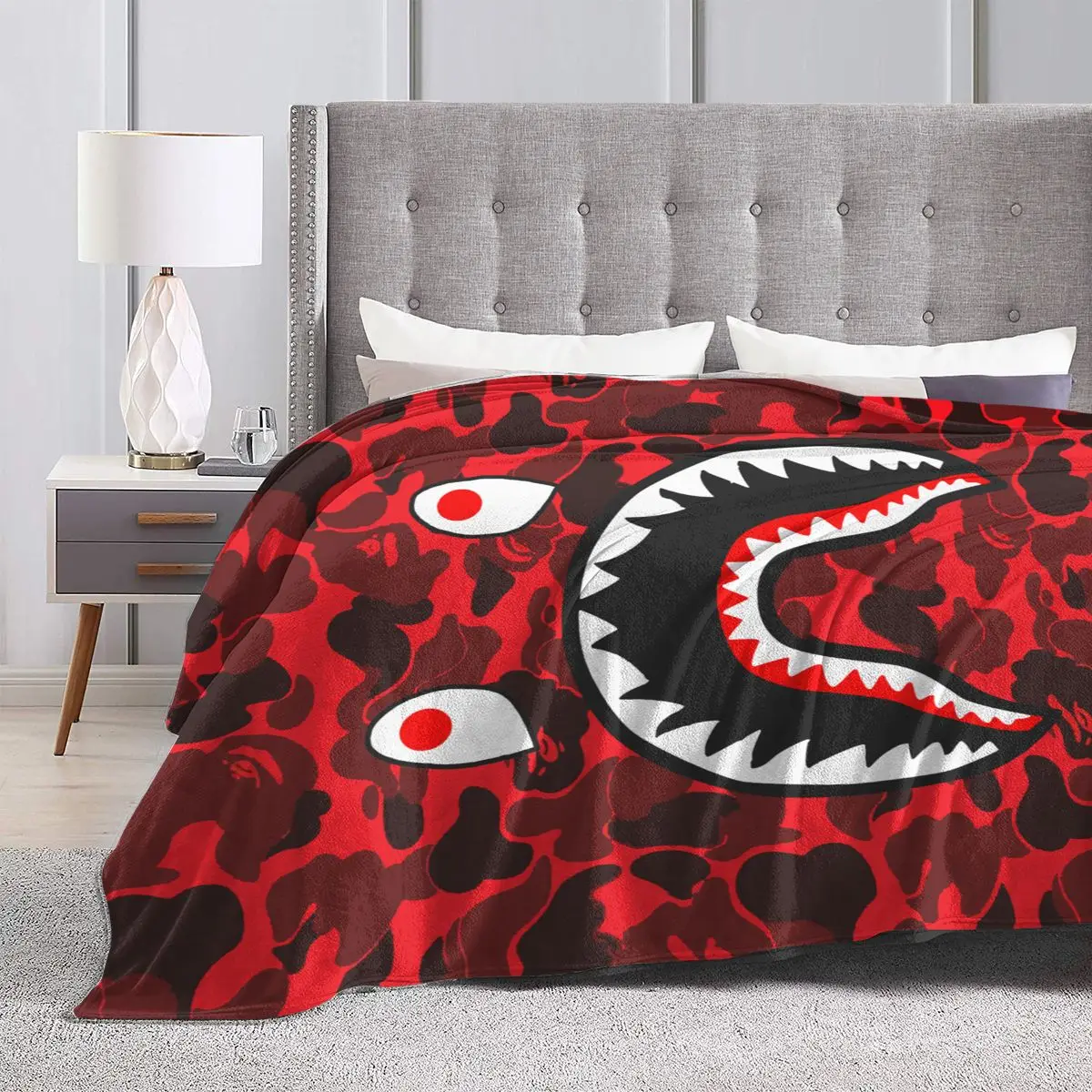 Ультрамягкое легкое одеяло Bape в виде акулы покрывало для кровати прочное