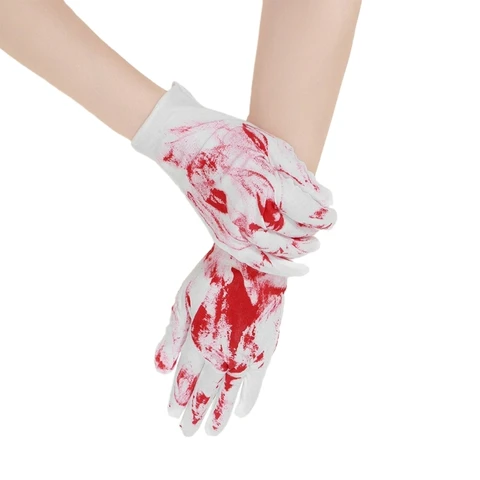 Угрожающие перчатки с принтом кровавых пятен на Хэллоуин для косплея для устрашающего образа