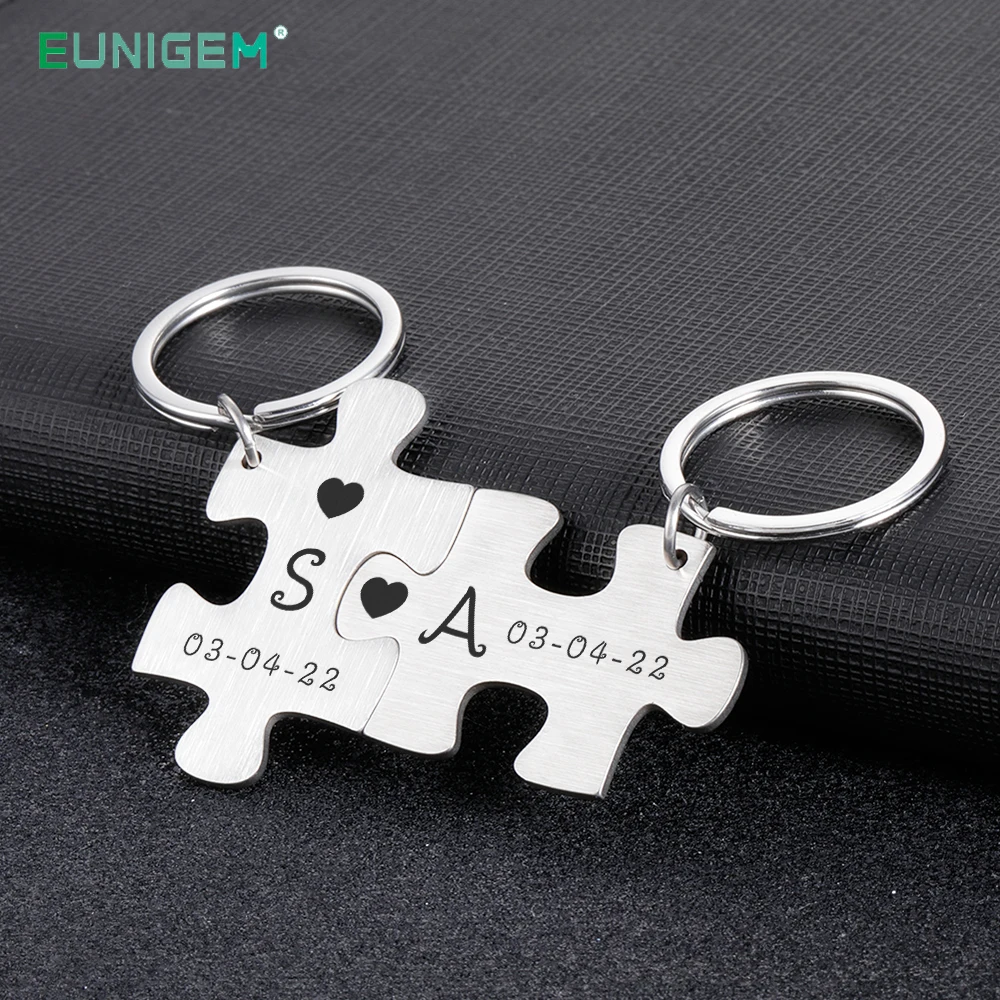 

2pcs Couple Personalized Keychains Customized Products Key Chain Accessories Date Engraved Valentines Day Gift for Boyfriend