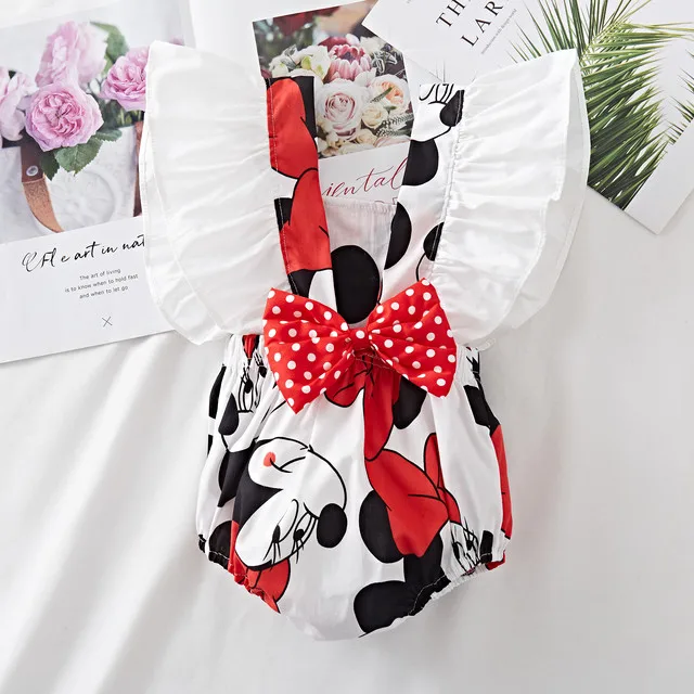 Комбинезон детский летний из хлопка и поплина с рюшами бантом на шее | Детская