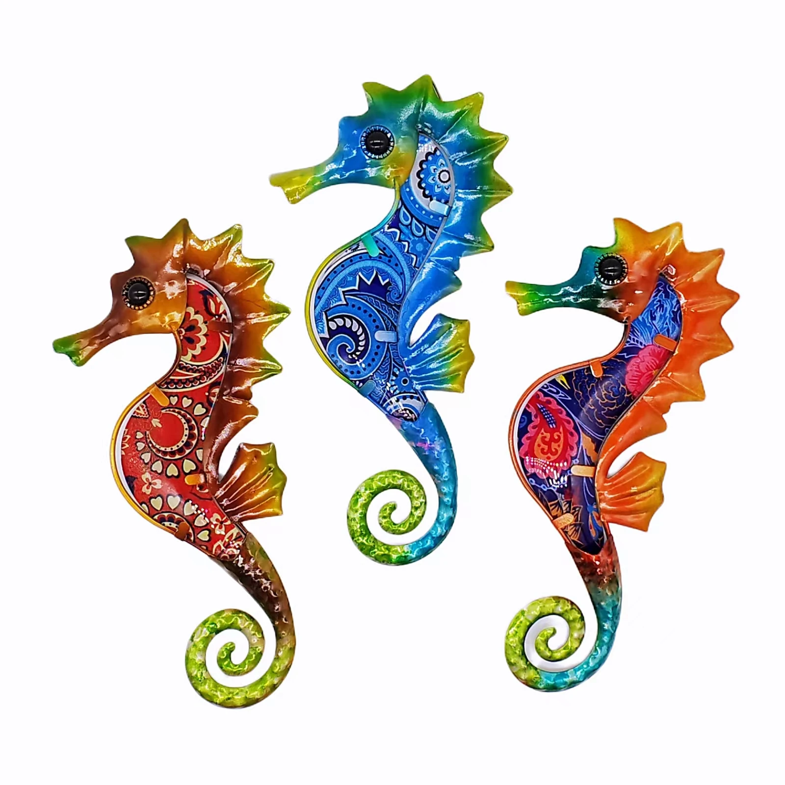 

Metal Glass Seahorse Wall Artwork Decorative for Home Garden Statues Sculptures Outdoor Patio Miniatures Ornaments Bedroom Yard