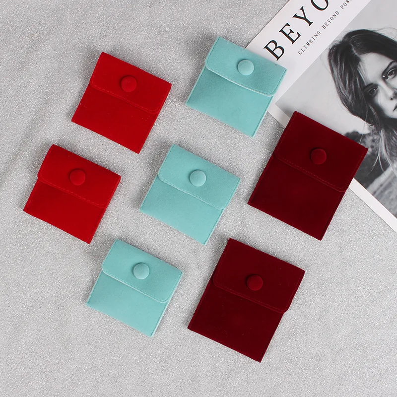 50pcs Personalized Logo Microfiber Jewelry Gift Pouch Velvet Snap Button Rings Earrings Packaging Organizer Wedding Favors Bag