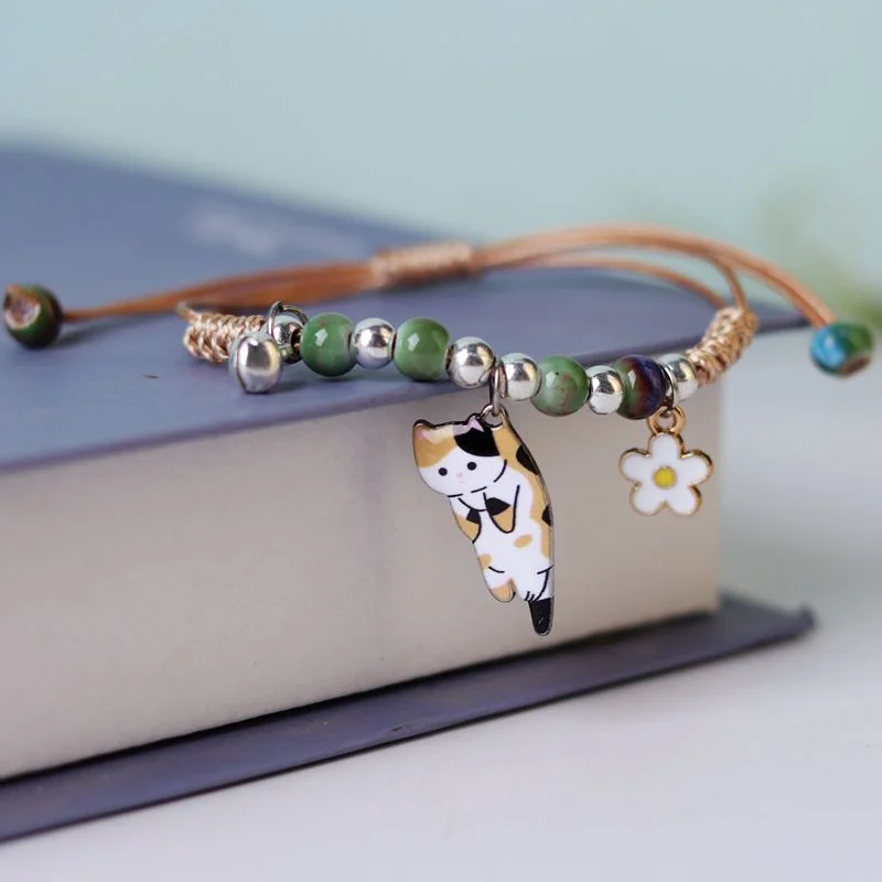 

Simple Cute Cat Rabbit Bell Daisy Flower Bracelet for Women Girl Korean Fashion Cartoon Animal Charm Bracelet Friendship Jewelry