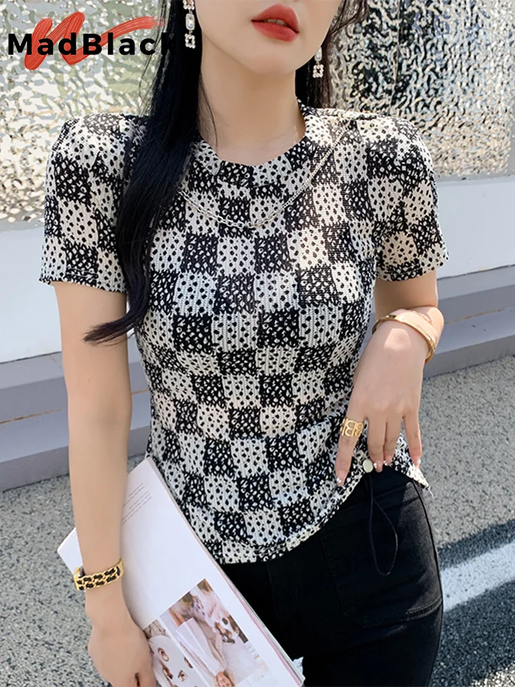 

MadBlack Summer European Clothes Tshirts Women Sexy Irregular Slim Tops With Necklace Short Sleeve Drawstring Tees New T35745M