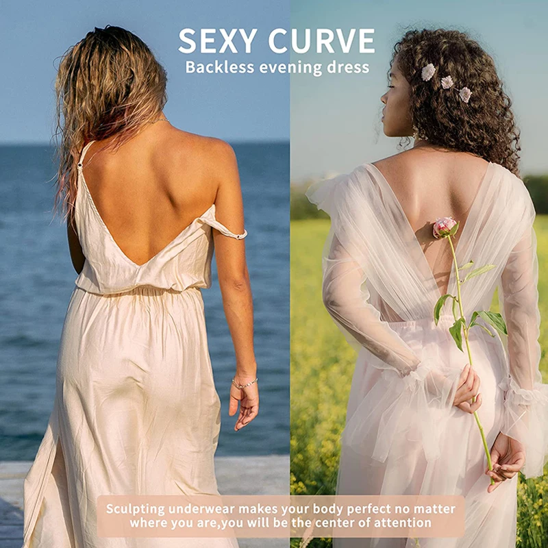 Push Up Bra Backless Women Bras Low Cut Sexy Plunge Brassiere Clear Straps Wedding Underwear Invisible Seamless Deep U Lingerie