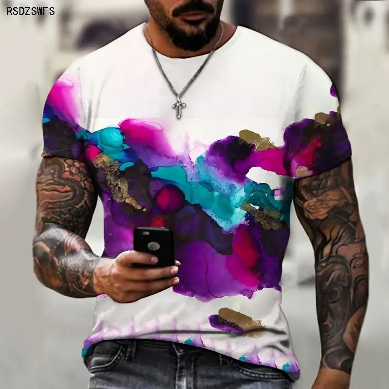 

Men's and women's short-sleeved, color painting street Harajuku men's and women's print 3DT shirt 2022 summer new T-shirt